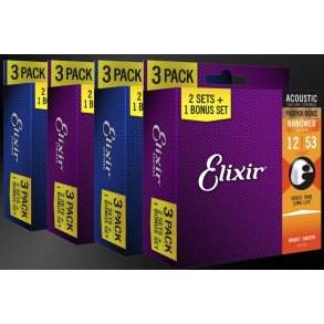 Ellixir Nanoweb Phosphor Bronze L 11-52 3-Pak