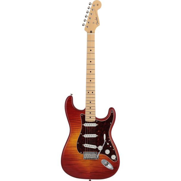 Fender Made in Japan Hybrid II Stratocaster, Flame Sunset Orange Transparent