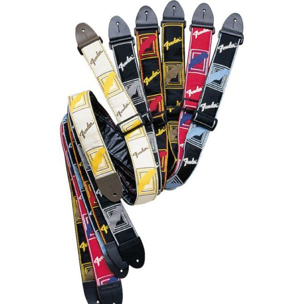 Fender 2" monogrammed strap - sort/gul/brun